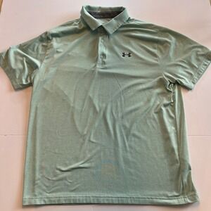 Under Armour Playoff Polo Mens XL Green Heathered Short Sleeve Golf Shirt Loose